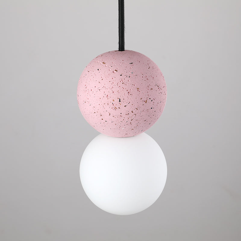 Terrazzo Gourd Hanging Lamp - Opal Glass Shade 1-Light Bar Pendant Lighting Pink