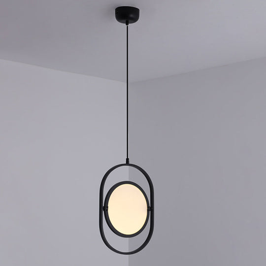 Black Minimalistic Led Pendant Lamp - Sleek Acrylic Bedside Hanging Light Fixture / Vertical