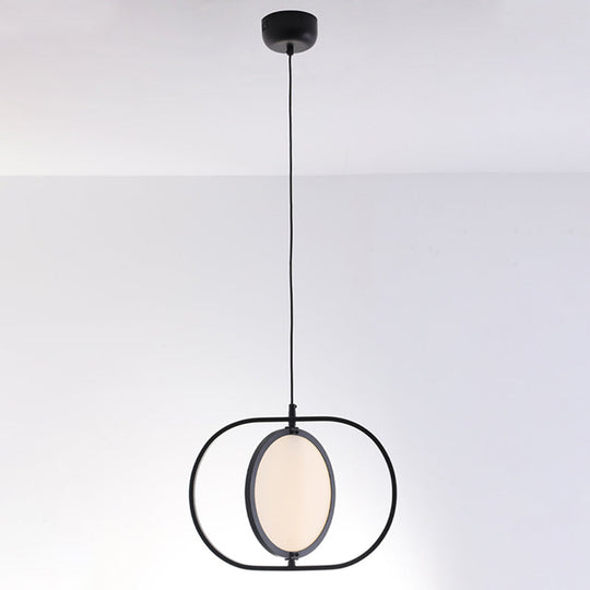 Minimalistic Led Pendant Lamp In Black For Bedside With Acrylic Shade / Horizontal