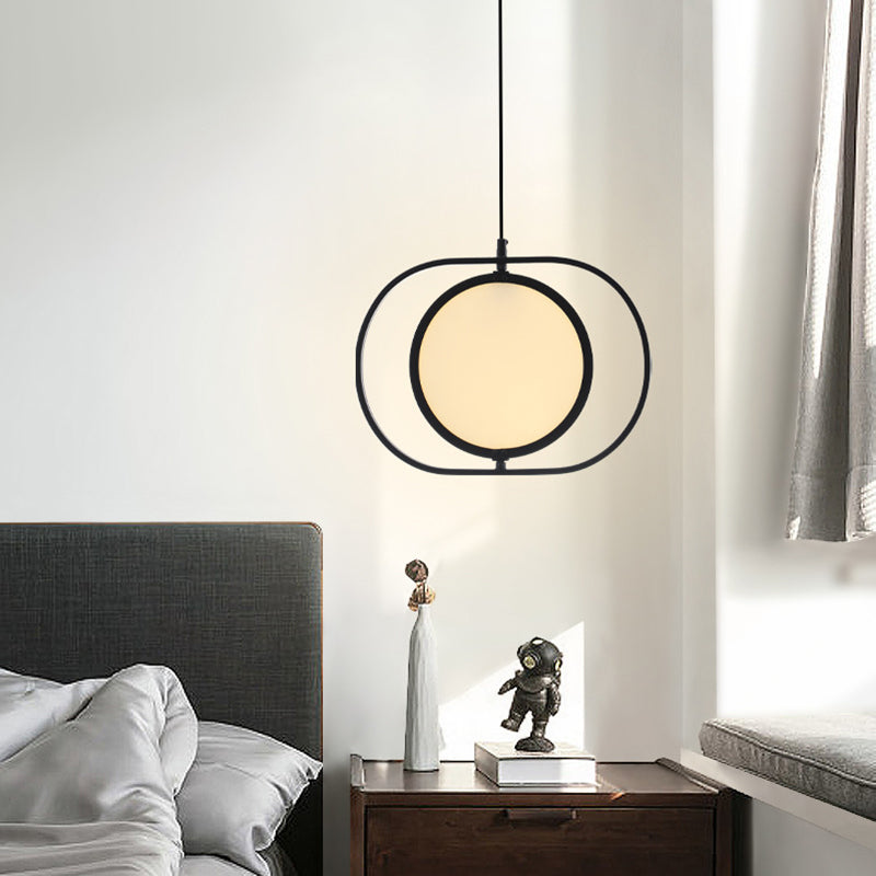 Minimalistic Led Pendant Lamp In Black For Bedside With Acrylic Shade