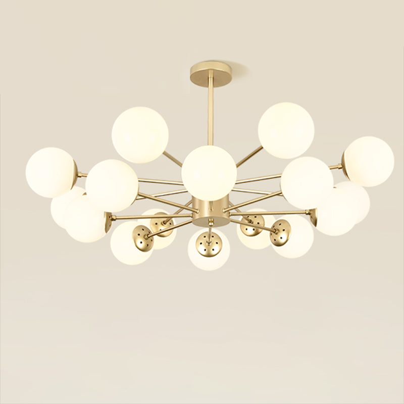 Opal Glass Radial Chandelier - Postmodern Style Pendant Light For Living Room