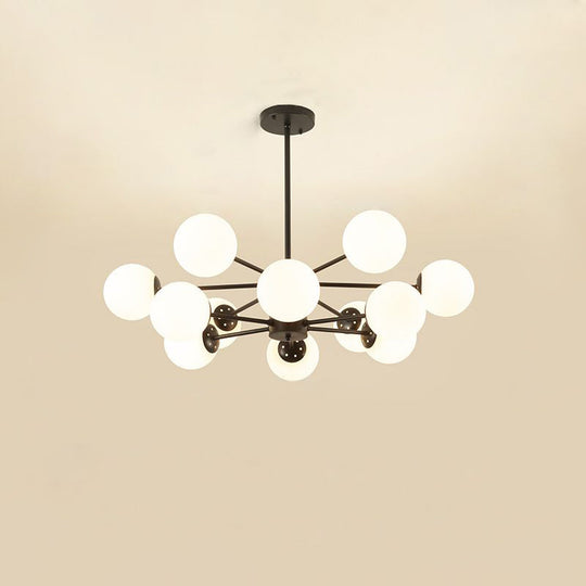 Opal Glass Radial Chandelier - Postmodern Pendant Light For Living Room 12 / Black
