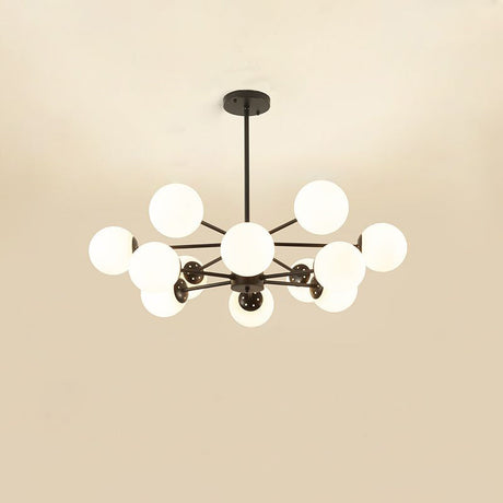 Opal Glass Radial Chandelier - Postmodern Style Pendant Light For Living Room 12 / Black