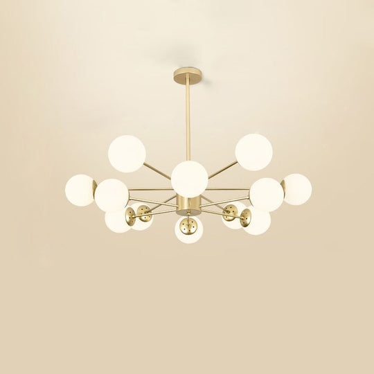 Opal Glass Radial Chandelier - Postmodern Pendant Light For Living Room 12 / Gold