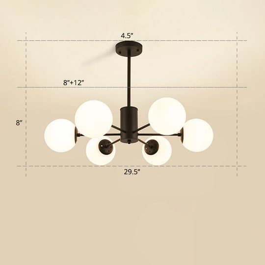 Opal Glass Radial Chandelier - Postmodern Pendant Light For Living Room