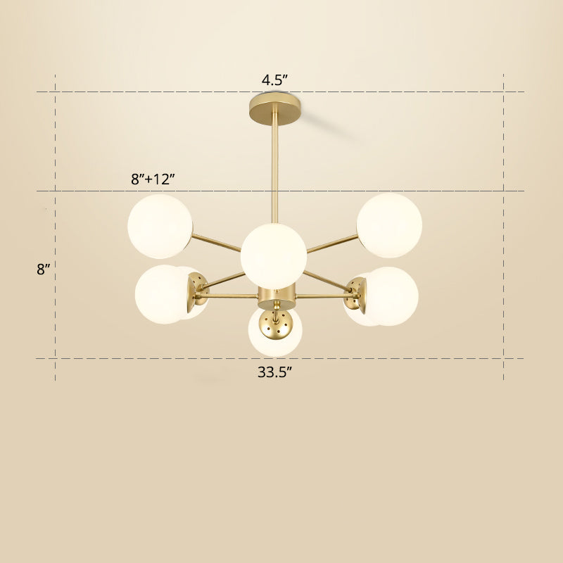 Opal Glass Radial Chandelier - Postmodern Pendant Light For Living Room