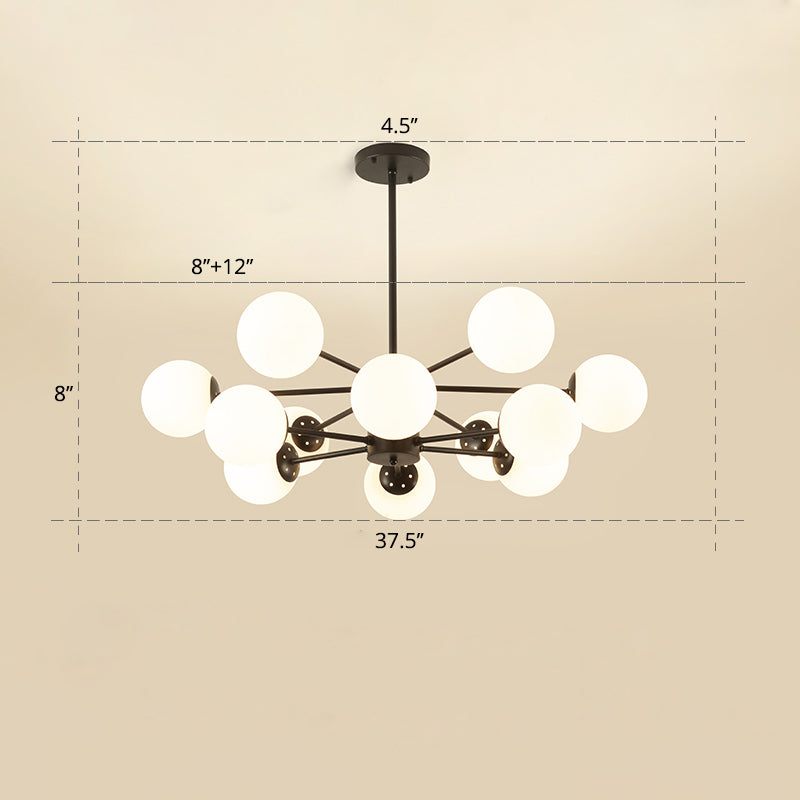 Opal Glass Radial Chandelier - Postmodern Style Pendant Light For Living Room