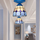 Vintage Handcrafted Stained Glass Ceiling Light With Single Flower Design For Aisle