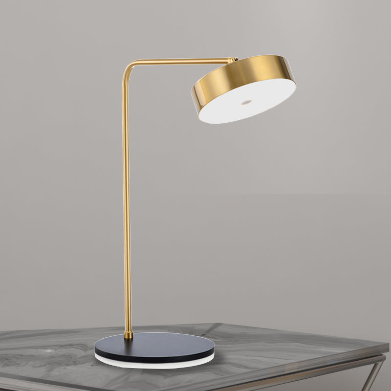 Contemporary Round Shade Desk Lamp - Metallic 1-Light Black/Gold Lighting For Bedroom