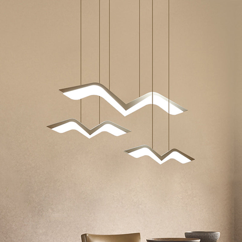 Seagull Multi Light Pendant: Sleek Acrylic Shade Led Hanging Lamp In White (2/3/4/5 Seater)