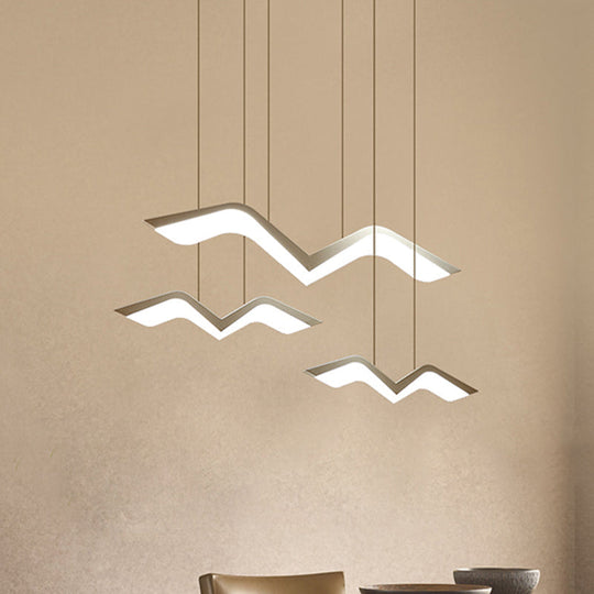 Seagull Multi Light Pendant: Sleek Acrylic Shade Led Hanging Lamp In White (2/3/4/5 Seater)