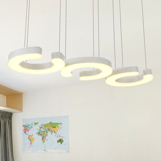 C-Shaped Led Pendant Lamp Kit - Minimalist Metal Design With Warm/White Light And Round/Linear