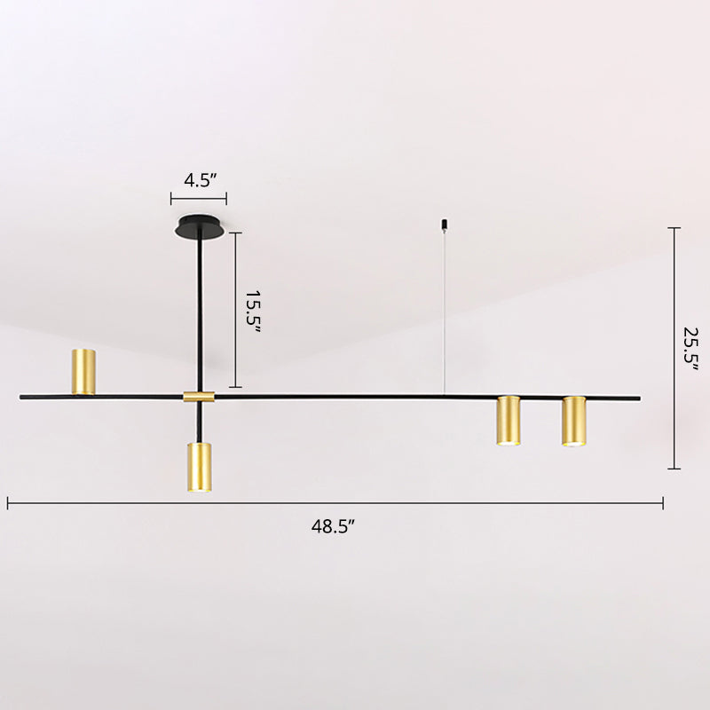 Postmodern Metal Cross Arm Chandelier In Black And Gold - Elegant Living Room Spotlight