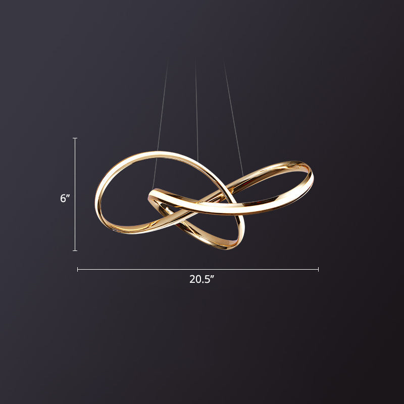 Aluminum Twist Chandelier With Led Artistic Gold Light For Dining Room Ceiling