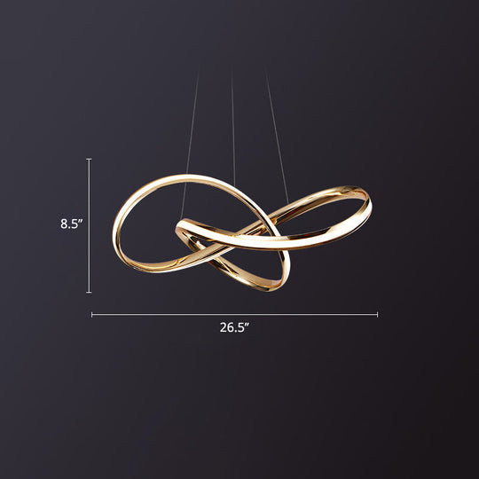 Aluminum Twist Chandelier With Led Artistic Gold Light For Dining Room Ceiling