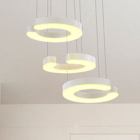 C-Shaped Hanging Led Pendant Lamp With Minimalist Metal Design In Warm/White Light White / Warm