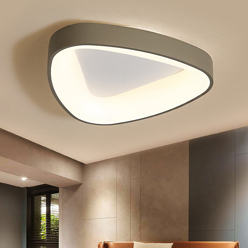 Nordic Led Grey Triangle Ceiling Fixture In White/Warm/Natural Light Flush Mount Acrylic Shade