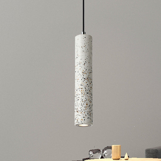Nordic Concrete Tube Pendant Lighting - 1 Light Black/White/Yellow Suspension