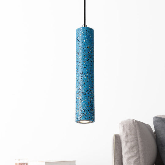 Nordic Concrete Tube Pendant Lighting - 1 Light Black/White/Yellow Suspension