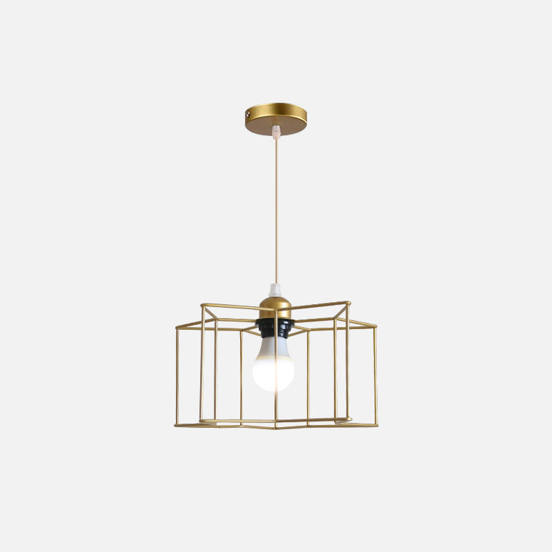 Gold Wire Cage Pendant Light - Nordic Style Ceiling Lamp For Dining Room / Starfish