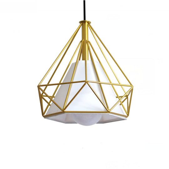 Gold Wire Cage Pendant Light - Nordic Style Ceiling Lamp For Dining Room