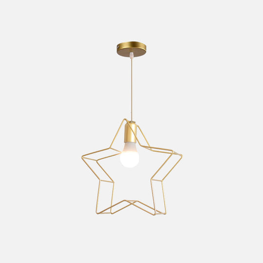 Gold Wire Cage Pendant Light - Nordic Style Ceiling Lamp For Dining Room / Gypsophila