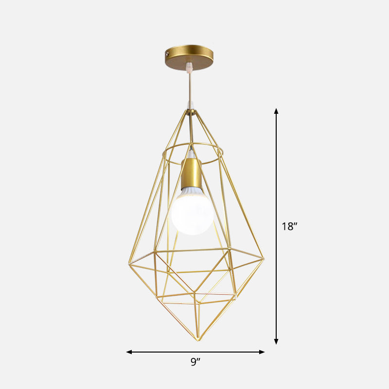 Gold Wire Cage Pendant Light - Nordic Style Ceiling Lamp For Dining Room