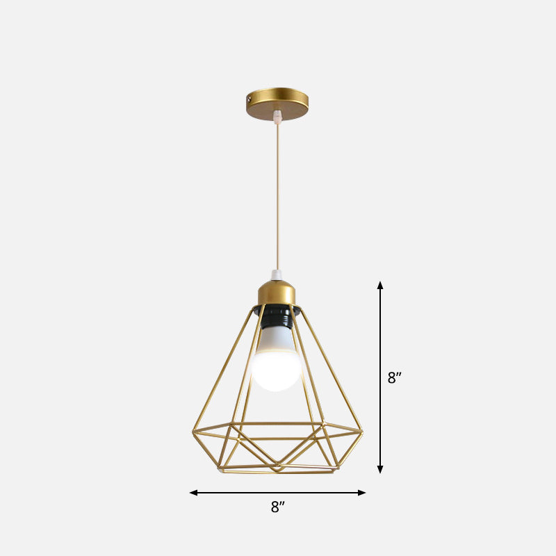 Gold Wire Cage Pendant Light - Nordic Style Ceiling Lamp For Dining Room