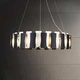 Modern Black & White Circular Chandelier Pendant Light - Creative Metal Design For Living Room
