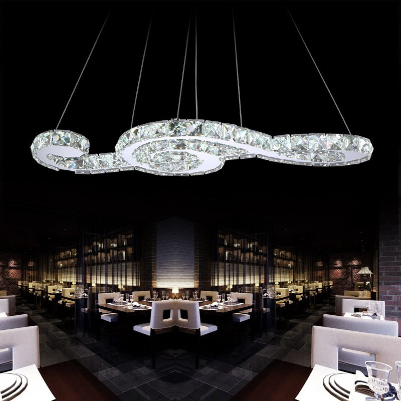 Musical Note Pendant Led Chandelier - Sparkling Crystal Design For Fashion Stores