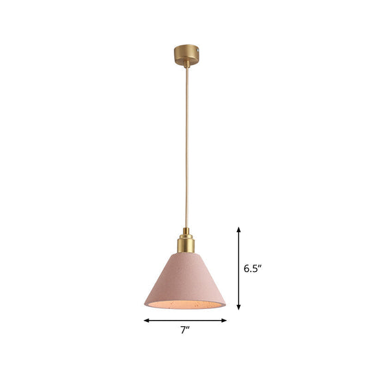 Minimalist Concrete Conical Pendant Light Fixture - 1 Head Ceiling Suspension Lamp
