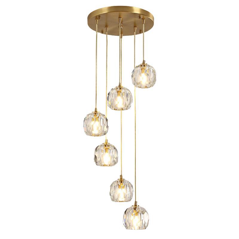 Beveled K9 Crystal Pendant Lamp In Brass Finish - Stylish Multi-Light Ceiling Fixture 6 /