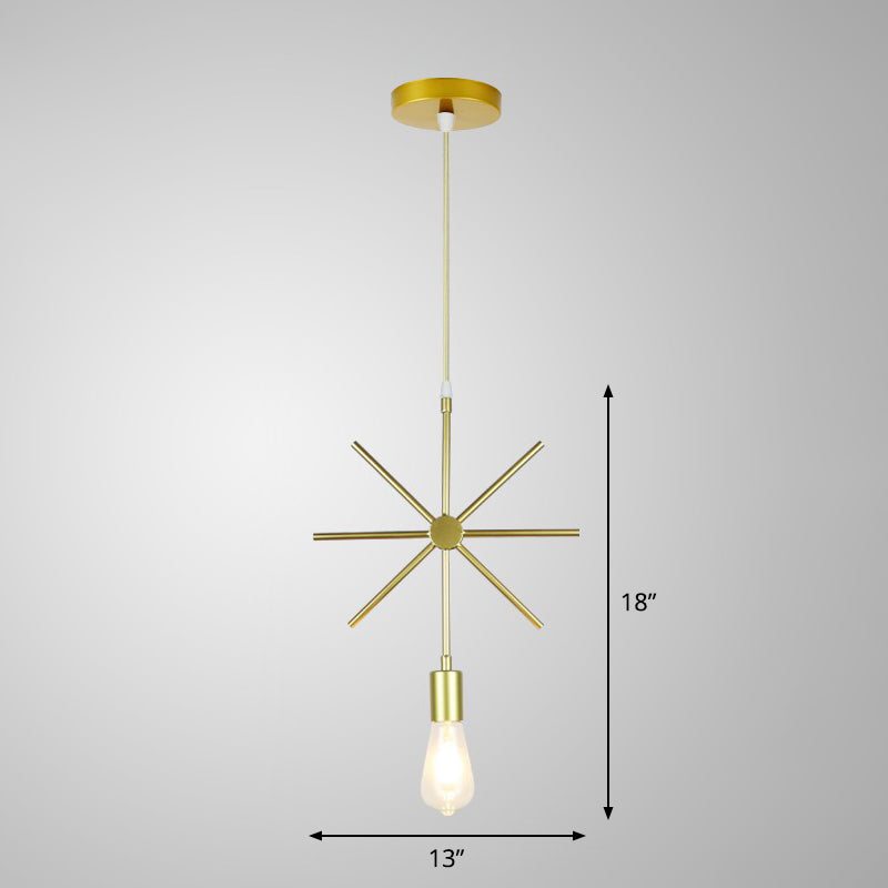 Gold Metal Cage Pendant Ceiling Light - Nordic Design 1 Bulb Dining Room Suspension