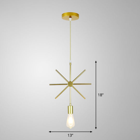 Gold Metal Cage Pendant Ceiling Light - Nordic Design 1 Bulb Dining Room Suspension