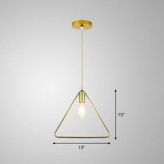 Gold Metal Cage Pendant Ceiling Light - Nordic Design 1 Bulb Dining Room Suspension