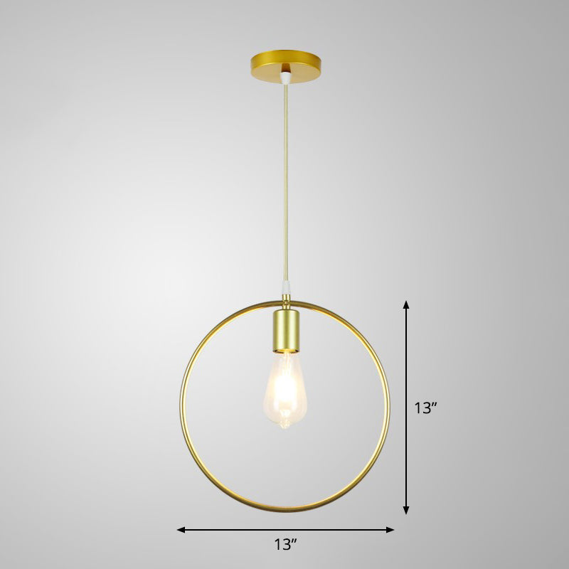 Gold Metal Cage Pendant Ceiling Light - Nordic Design 1 Bulb Dining Room Suspension