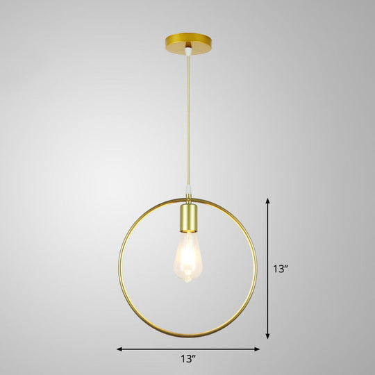 Gold Metal Cage Pendant Ceiling Light - Nordic Design 1 Bulb Dining Room Suspension