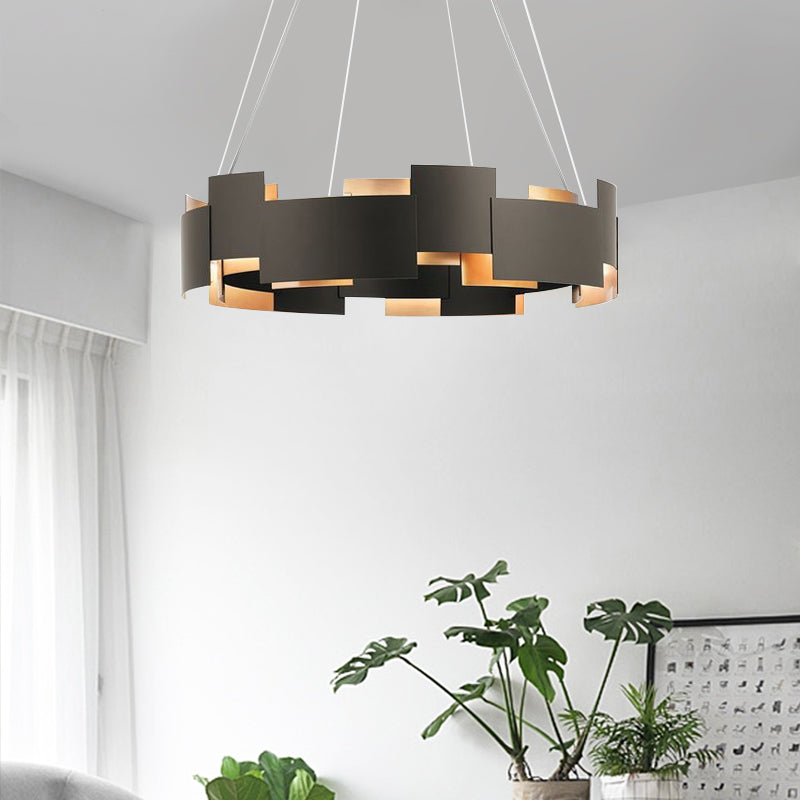 Postmodern Black And Gold Metal Pendant Chandelier Spliced Inner Suspension Light