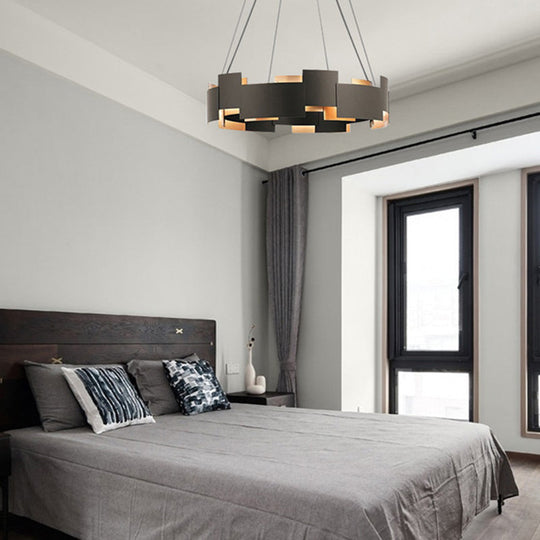 Black And Gold Metal Pendant Chandelier With Postmodern Splicing Design Inner Suspension Light