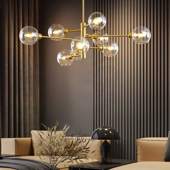 Contemporary Sputnik Chandelier - Glass Living Room Ceiling Light Fixture +