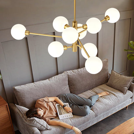 Sleek Postmodern Sputnik Chandelier For Living Room - Stylish Glass Ceiling Light Fixture