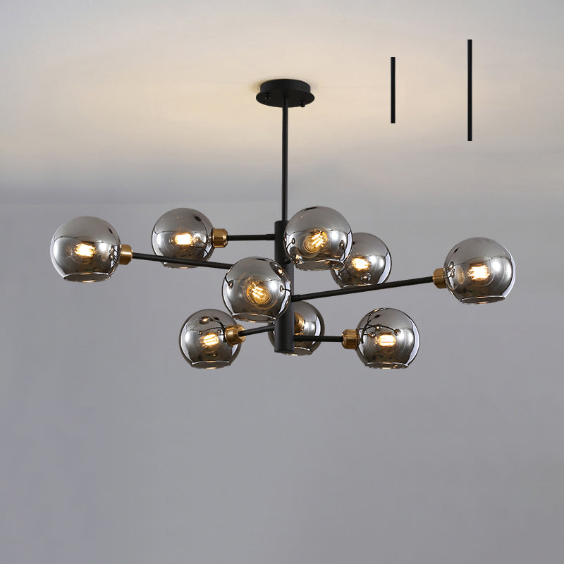 Sleek Postmodern Sputnik Chandelier For Living Room - Stylish Glass Ceiling Light Fixture 9 / Black