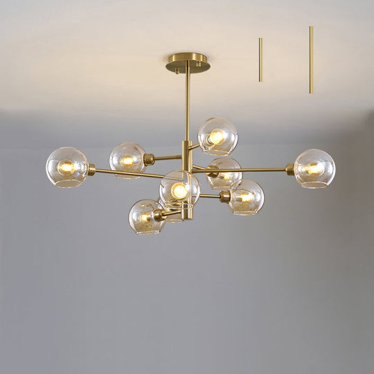 Sleek Postmodern Sputnik Chandelier For Living Room - Stylish Glass Ceiling Light Fixture 9 / Gold