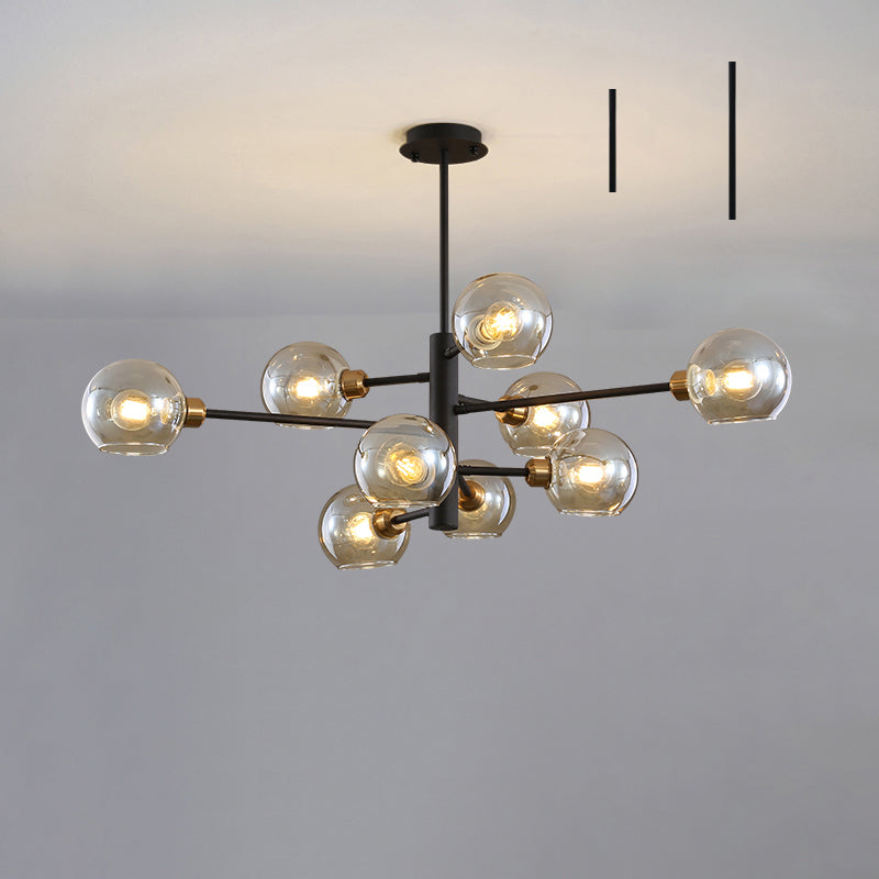 Sleek Postmodern Sputnik Chandelier For Living Room - Stylish Glass Ceiling Light Fixture 9 / Black