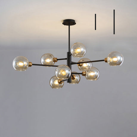 Sleek Postmodern Sputnik Chandelier For Living Room - Stylish Glass Ceiling Light Fixture 9 / Black