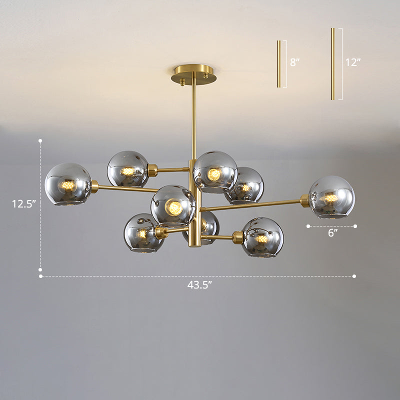 Contemporary Sputnik Chandelier - Glass Living Room Ceiling Light Fixture +