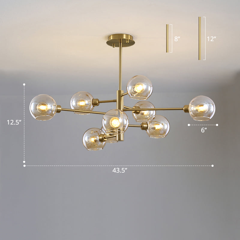 Sleek Postmodern Sputnik Chandelier For Living Room - Stylish Glass Ceiling Light Fixture