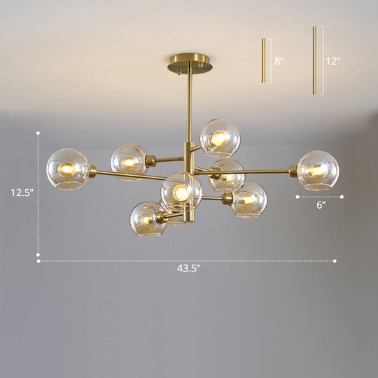 Sleek Postmodern Sputnik Chandelier For Living Room - Stylish Glass Ceiling Light Fixture
