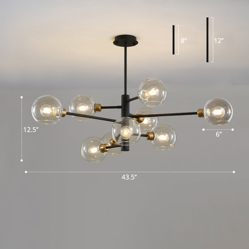Contemporary Sputnik Chandelier - Glass Living Room Ceiling Light Fixture +
