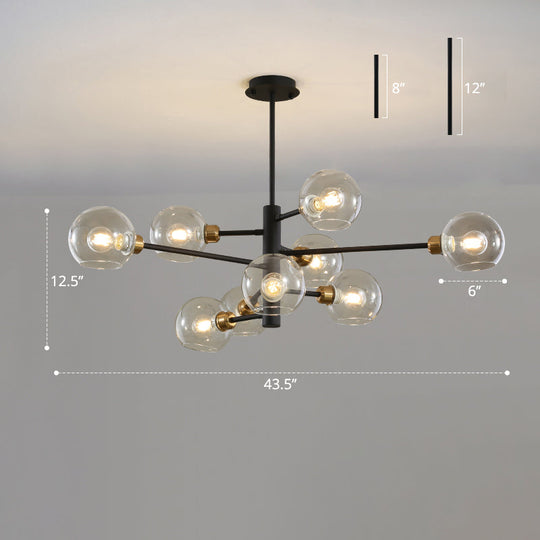 Sleek Postmodern Sputnik Chandelier For Living Room - Stylish Glass Ceiling Light Fixture